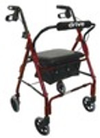 Drive Go-Lite Deluxe Aluminum Rollator, Padded Seat, 6" Casters with Loop Locks