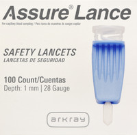 Assure lance lanceta de seguridad de microflujo 28 g 100 unidades