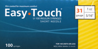 EASY TOUCH SYRINGE 31G 5/16" 1ML Syringe and Needle Insulin 100 Counts