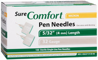 Sure Comfort, mini-aiguilles pour stylo, calibre 32, 5/32", 100 unités