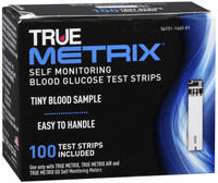 Tiras de teste de glicose no sangue com automonitoramento True metrix 100 contagens