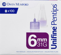 Unifine Pentips Pen Needles 6 מ"מ 31 G Ultrashort Box של 100