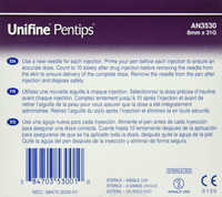 Caixa de agulhas de caneta curtas Unifine Pentips 31G 8 mm com 100