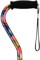 NOVA Designer Walking Cane “Pink Garden” Design with Offset Handle, Lightweight Adjustable Walking Stick with Carrying Strap