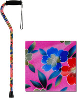 NOVA Designer Walking Cane “Pink Garden” Design with Offset Handle, Lightweight Adjustable Walking Stick with Carrying Strap