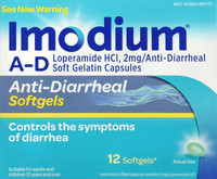 Imodium A-D Anti-Diarrheal Medicine Softgels 2 mg Loperamide Hydrochloride 12 Counts