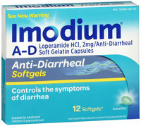 Imodium A-D Anti-Diarrheal Medicine Softgels 2 mg Loperamide Hydrochloride 12 Counts
