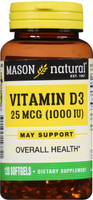 Mason naturlig vitamin D3 1000 iu softgels 120 teller generell helse