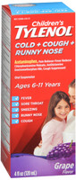 Tylenol pour enfants Rhume + Toux + Nez qui coule et Fièvre avec Acétaminophène Raisin 4 fl. once