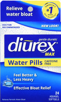 Diurex max pastillas de agua diurético sin cafeína de máxima potencia para aliviar la hinchazón del agua 24 unidades 