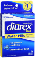 Diurex Max Water Pills Maximum Strength Caffeine Free Diuretic Relieve Water Bloat 24 Count 