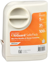 UltiGuard Safe Pack עט אינסולין מחטים וחדים מיכל מיני 5 מ"מ (3/16 אינץ') 31 G 100 ספירה