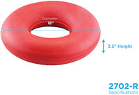 NOVA Inflatable Donut Cushion 18" Easy to Inflate and Deflate Seat Cushion, Durable Rubber and Easy to Clean #2702-R