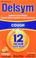 Delsym 12 Hour Adult Cough Suppressant Liquid Orange Flavor 3 Ounce