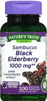 Nature's Truth Black Elderberry Capsules 1000mg 100 Count Super Concentrated Sambucus Extract Non-GMO Gluten Free