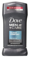 Dove Deodorant 2.7oz Mens Clean Comfort Anti-Perspirant X 3 Counts