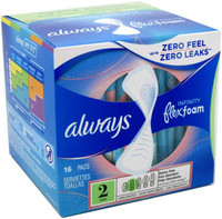 Always Pads Size 2 Infinity Flex Foam 16 Count Heavy Flow 3 Counts