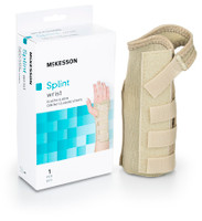 Handgelenkstütze Mckesson Low Profile / konturiert / umlaufendes Aluminium / Baumwolle / elastisch, linke Hand, Beige, Größe S
