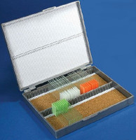 Objektträger-Aufbewahrungsbox Mckesson aus grauem ABS-Kunststoff/Kork mit einer Kapazität von 100 Objektträgern

