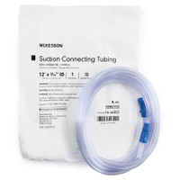 Suction Connector Tubing McKesson 12 Foot Length 0.188 Inch I.D. Sterile Female / Male Connector Clear Ribbed OT Surface PVC
