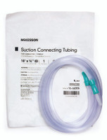 Suction Connector Tubing McKesson 10 Foot Length 0.25 Inch I.D. Sterile Female / Male Connector Clear Ribbed OT Surface PVC
