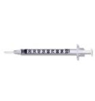
Jeringa de insulina con aguja Micro-Fine™ 1 ml, calibre 28, aguja adjunta de 1/2 pulgada, no segura