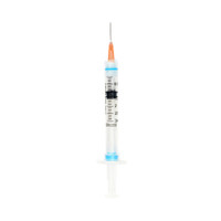 Seringue avec aiguille hypodermique Sol-Care™ 3 mL Calibre 25 Aiguille amovible de 5/8 po Aiguille de sécurité rétractable