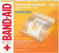 Coberturas adesivas para feridas de defesa contra infecções de marca band-aid com Neosporin grande, 6 ct