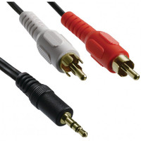 Y-Adapter with 3.5mm Stereo Plug to 2 RCA Plugs 6ft