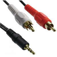 Y-Adapter with 3.5mm Stereo Plug to 2 RCA Plugs 3ft