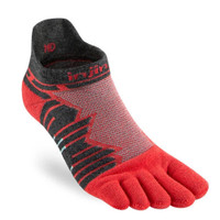 Injinji Unisex Ultra Run No-Show Socks in Red Lava Size: Small