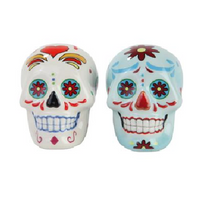 PT Day of the Dead White and Blue Skull Salt & Pepper Shakers