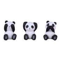 PT Ensemble de mini figurines en forme d'ours panda pour voir, parler et entendre No Evil