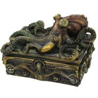 PT Steampunk Mechanical Style Octopus Resin Trinket Box with Lid