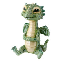 Mini figurine statue en résine bébé dragon vert Pt