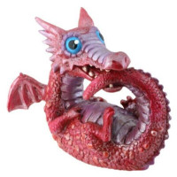 Mini figurine en résine Pt bébé dragon rouge