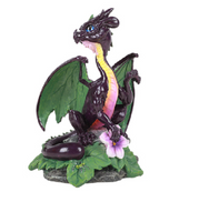 Figurine de statue en résine peinte à la main de dragon d'aubergine de dragons de Pt