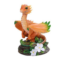 Figurine de statue en résine peinte à la main de dragon orange de Pt dragons