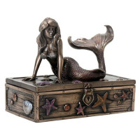 PT Mermaid on Treasure Box Resin Trinket Stash Box with Lid