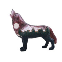 PT Wolf with Big Tree and Moon Design Resin Statue Figurine