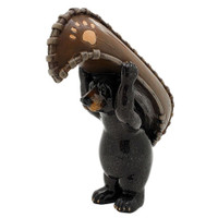 PT Figurine d'ours noir prête à faire du canoë en résine peinte à la main