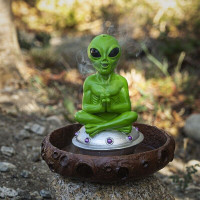 PT Alien on top of UFO Resin Backflow Incense Burner