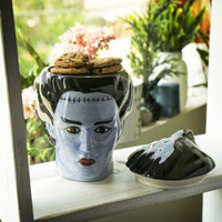 PT The Bride of Frankenstein Hand Painted Ceramic Cookie Jar with Lid