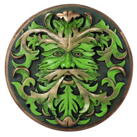 PT The Greenman Hand Painted Resin Round Wall Plaque