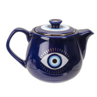 PT Blue Evil Eye 18 oz Stoneware/Glaze Tea Pot