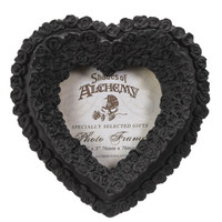 إطار صورة على شكل قلب صغير من PT Alchemy Gothic Black Rose مقاس 3 × 3 بوصات