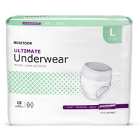 Unisex Adult Absorbent Underwear McKesson Pull On with Tear Away Seams Large Disposable Heavy Absorbency
