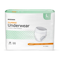 Unisex Adult Absorbent Underwear McKesson Classic Pull On with Tear Away Seams Large Disposable Light Absorbency
