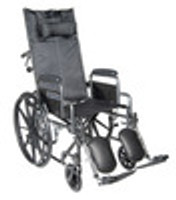 Dirija cadeira de rodas reclinável completa esportiva prateada