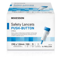 Safety Lancet McKesson 23 Gauge Retractable Push Button Activation Finger
